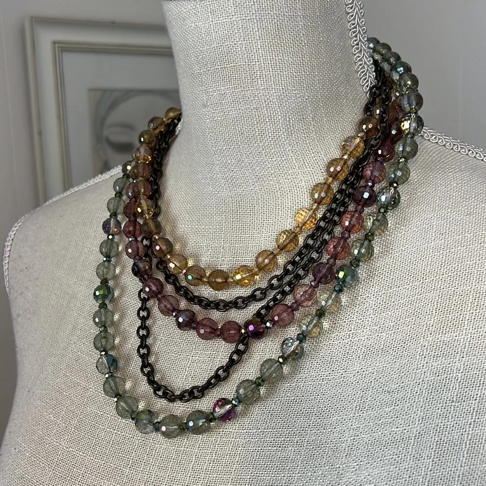 Colorful Beaded Layered Statement Necklace